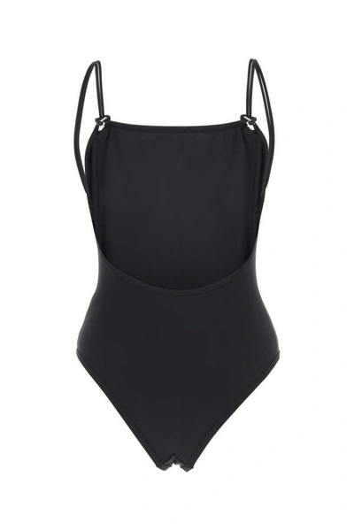 Shop Bottega Veneta Woman Black Stretch Nylon Drop Swimsuit