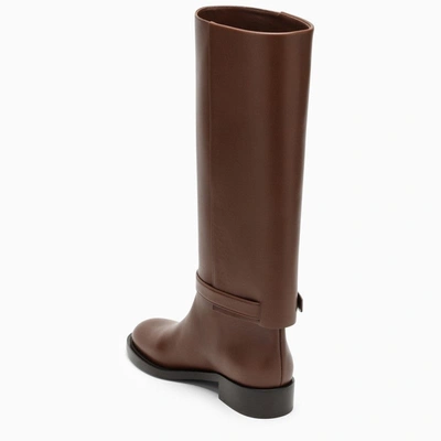 Shop Burberry High Brown Leather Boot Women