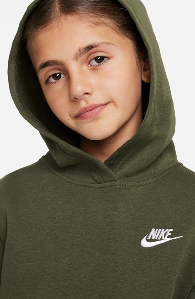 Shop Nike Kids' Club Fleece Hoodie In Cargo Khaki/ White