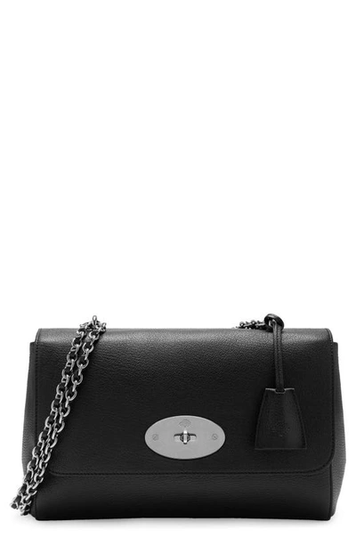 Shop Mulberry Medium Lily Leather Shoulder Bag In Black-silver Toned