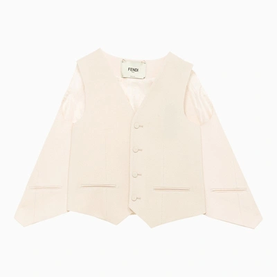Shop Fendi Single Breasted Vest In Wool Women In White