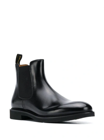 Doucal's Polished Leather Ankle Boots With Elastic Side Panels In Black