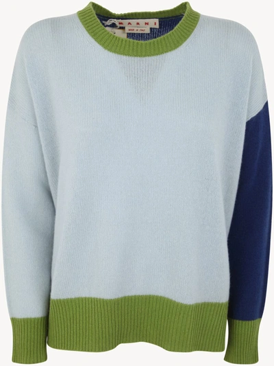 Shop Marni Crew Neck Long Sleeves Loose Fit Sweater Clothing In Blue