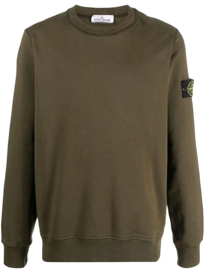 Shop Stone Island Crewneck Sweatshirt In Cotton Fleece In Green