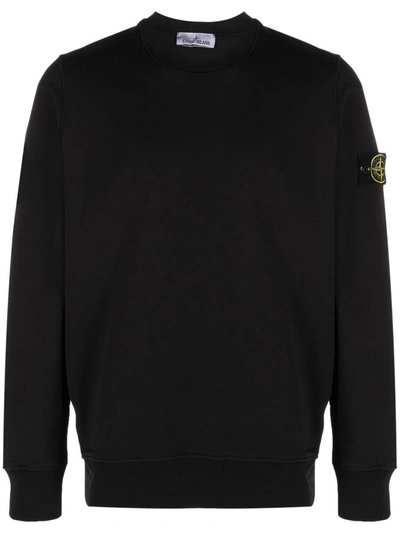 Shop Stone Island Crewneck Sweatshirt In Cotton Fleece In Black