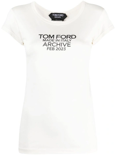 Shop Tom Ford T-shirts In Nude &amp; Neutrals