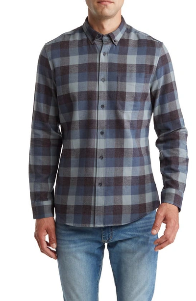 Shop 14th & Union Grindle Trim Fit Flannel Shirt In Navy- Black Check Buffalo