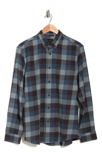 Shop 14th & Union Grindle Trim Fit Flannel Shirt In Navy- Black Check Buffalo