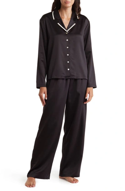 Shop Nordstrom Rack Classic Satin Pajama 2-piece Set In Black