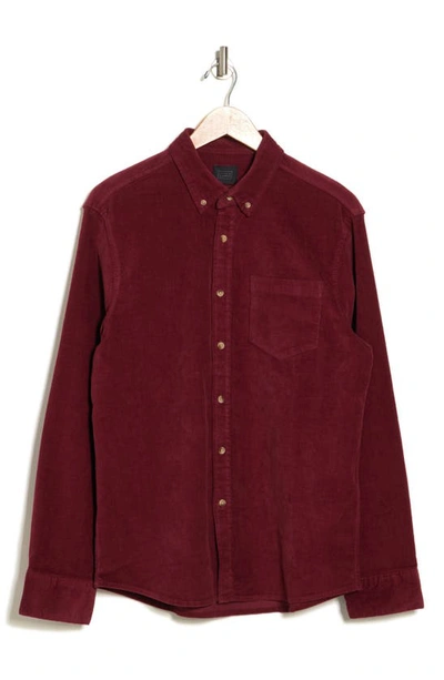 Shop 14th & Union Solid Long Sleeve Cotton Button-down Shirt In Burgundy Brick