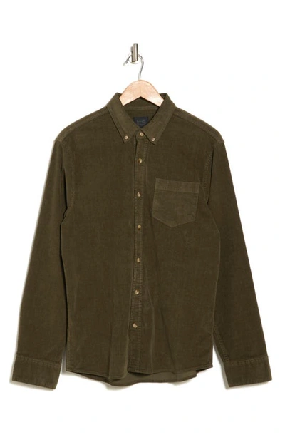 Shop 14th & Union Solid Long Sleeve Cotton Button-down Shirt In Olive Night