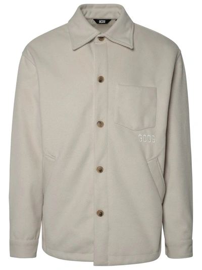 Shop Gcds Ivory Fleece Shirt In White