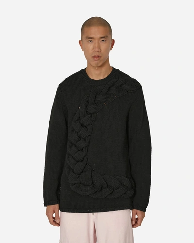 Shop Comme Des Garçons Homme Deux Cable Knit Crewneck Sweater In Black