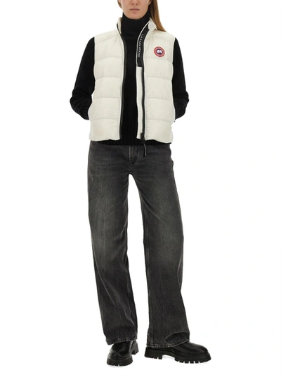 Shop Canada Goose Down Vest With Logo In White