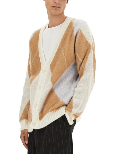 Shop Family First V-neck Cardigan In Beige