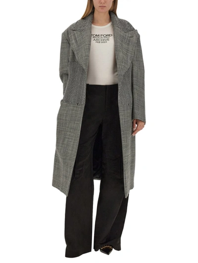 Tom Ford Wool Patchwork Coat In Multicolor