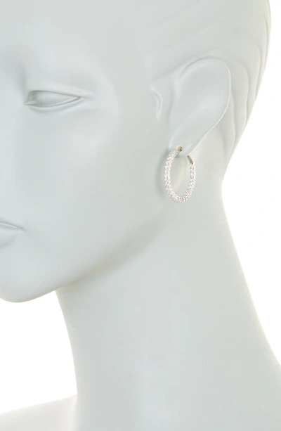 Shop Nadri Serena Cubic Zirconia Inside Out Hoop Earrings In Rhodium