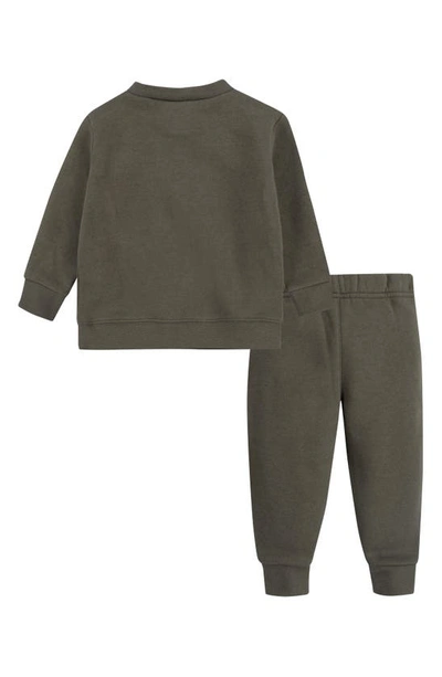 Nike Just Do It Camo Fleece Sweatshirt & Joggers Set In Medium Olive