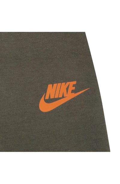 Nike Just Do It Camo Fleece Sweatshirt & Joggers Set In Medium Olive