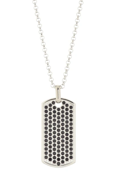 Shop American Exchange Stainless Steel Crystal Stone Dog Tag Necklace In Silver