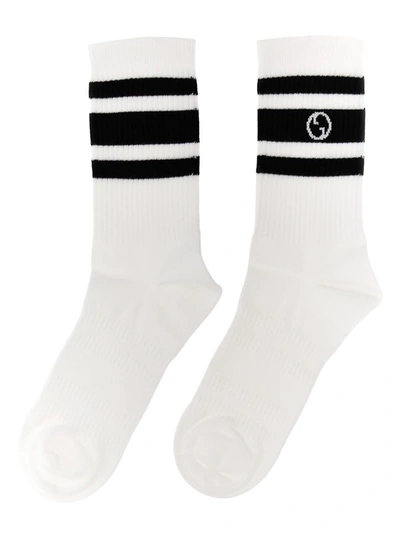 Shop Gucci Nastro Web Logo Socks In White/black