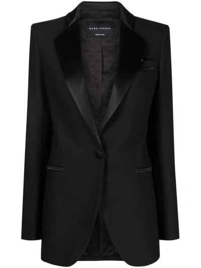 Shop Hebe Studio Long-sleeved Blazer In Black