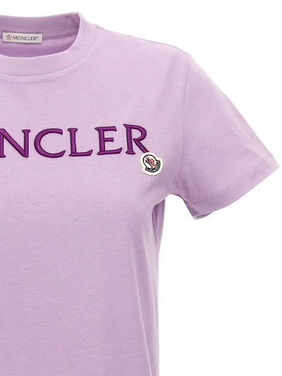 Shop Moncler Logo Embroidery T-shirt In Purple