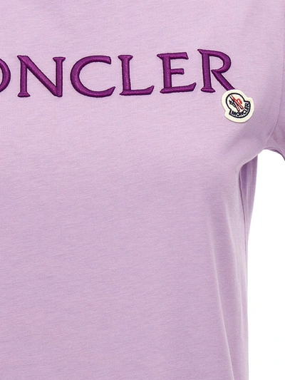 Shop Moncler Logo Embroidery T-shirt In Purple