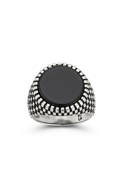 Yield Of Men Sterling Silver Oxidized Black Onyx Signet Ring In Silver