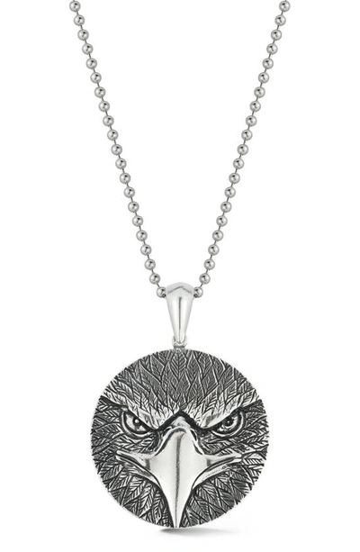 Shop Yield Of Men Oxidized Eagle Pendant Necklace In Silver