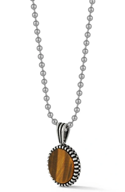 Yield Of Men Sterling Silver Oxidized Tiger's Eye Pendant Necklace In Silver