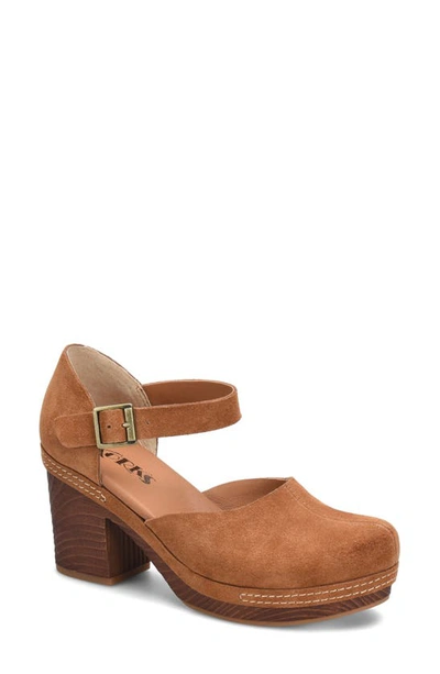 Korks Evah Platform Pump In Tan Suede