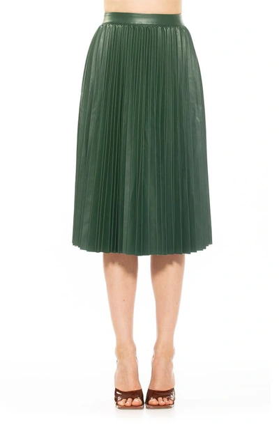 Shop Alexia Admor Luca High Waist Pleated Faux Leather Skirt In Emerald