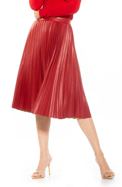 Shop Alexia Admor Luca High Waist Pleated Faux Leather Skirt In Cranberry