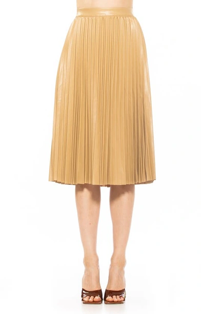Shop Alexia Admor Luca High Waist Pleated Faux Leather Skirt In Light Beige