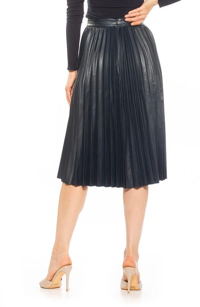 Shop Alexia Admor Luca High Waist Pleated Faux Leather Skirt In Navy