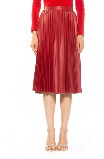 Shop Alexia Admor Luca High Waist Pleated Faux Leather Skirt In Cranberry