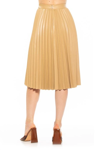 Shop Alexia Admor Luca High Waist Pleated Faux Leather Skirt In Light Beige