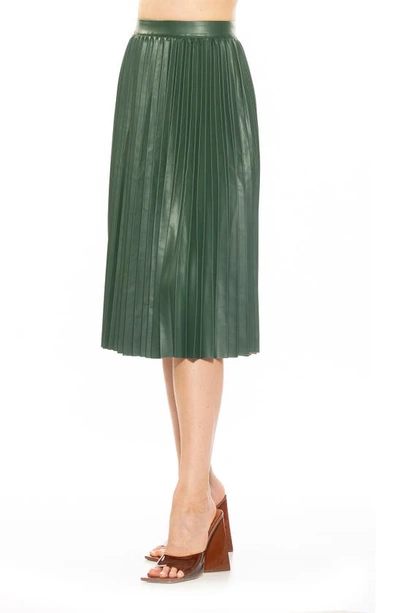 Shop Alexia Admor Luca High Waist Pleated Faux Leather Skirt In Emerald