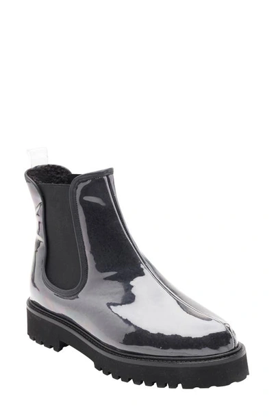 Shop Andre Assous Clear Faux Shearling Lined Chelsea Boot In Black
