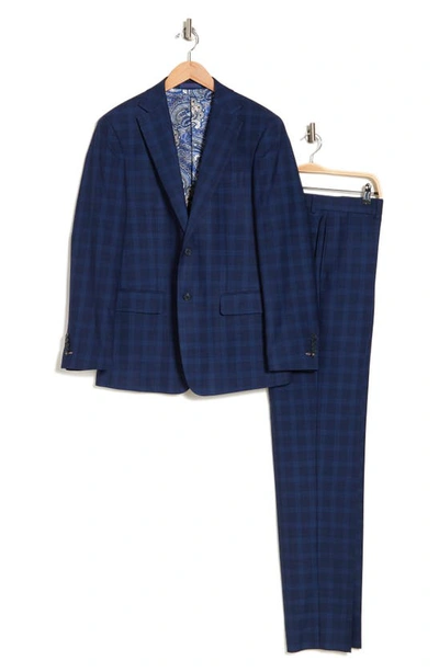 Shop English Laundry Plaid Two Button Notch Lapel Suit In Blue