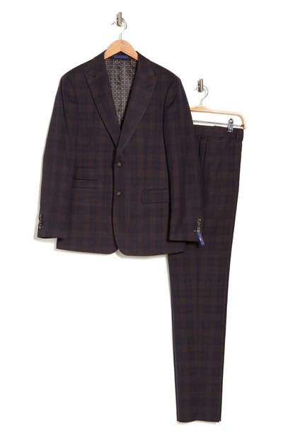 Shop English Laundry Plaid Two Button Peak Lapel Suit In Blue