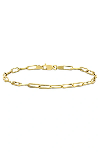Shop Delmar Polished Paperclip Chain Bracelet In Gold