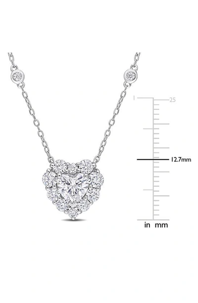Delmar Sterling Silver Lab Created Moissanite Heart Pendant Necklace In White