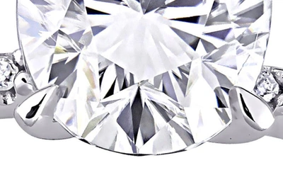 Delmar 14k White Gold Oval Lab Created Moissanite & Diamond Ring In Silver