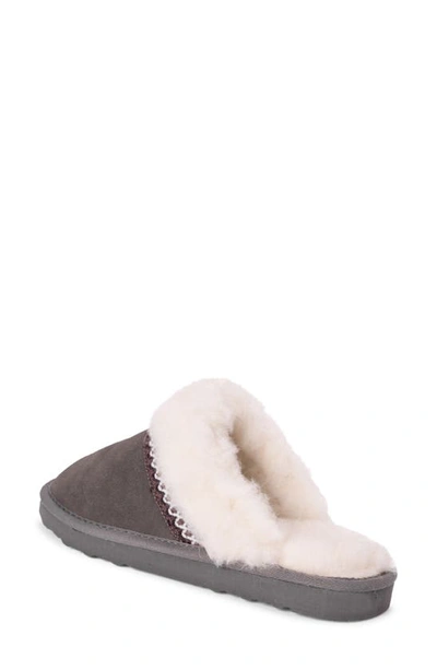 Muk Luks Dawn Suede Scuff Slipper With Genuine Shearling Trim In Frost Grey
