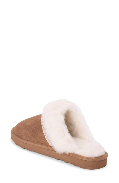 Muk Luks Dawn Suede Scuff Slipper With Genuine Shearling Trim In Caramel