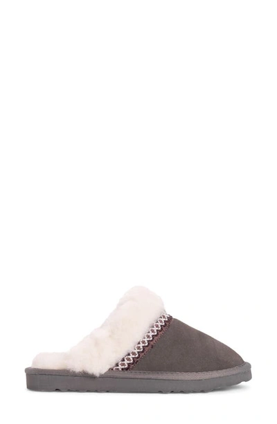 Muk Luks Dawn Suede Scuff Slipper With Genuine Shearling Trim In Frost Grey