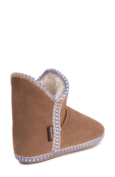 Muk Luks Macee Suede Slipper Bootie With Wool Blend Lining In Caramel