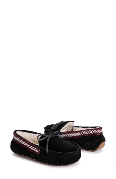 Muk Luks Jane Indoor/outdoor Slipper With Wool Blend Lining In Ebony